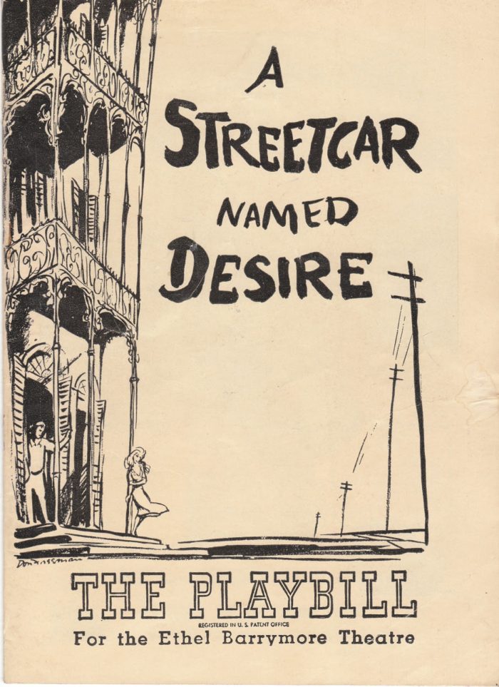 Original playbill for A Streetcar Named Desire, at Ethel Barrymore Theater, 1947