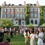 Photo of visitors enjoying Cocktails at Cooper Hewitt in the Arthur Ross Terrace and Garden.