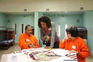 Vacedia presenting her design to Deanna and Mona