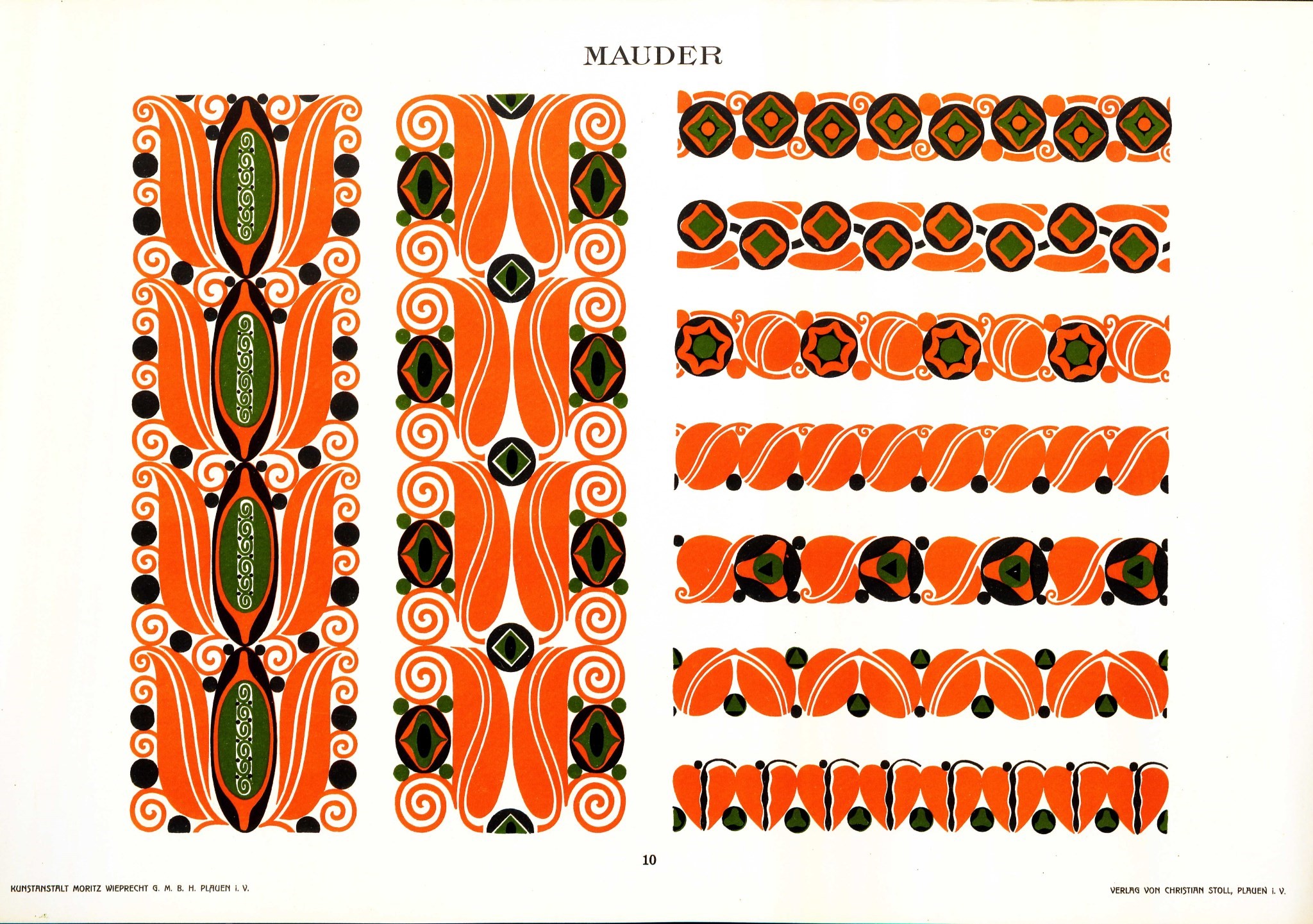 Ornamente von Bruno Mauder. Plauen i Vogtl: Christian Stoll, 1910.