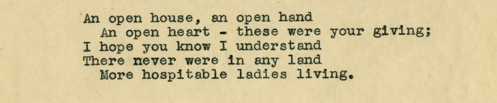 five lines of a typewritten poem