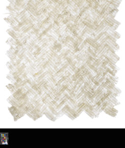 Panel of off-white, paper-like material overlaid in a herringbone pattern with a light, translucent quality.