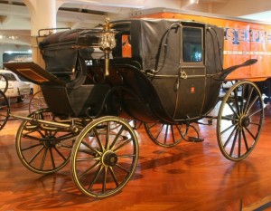 Brewster landau, once part of Sarah Hewitt’s collection, now owned by the Henry Ford Museum in Michigan. The carriage was used to bring Abram Hewitt and Theodore Roosevelt to Columbia University in 1899 when Roosevelt received an honorary degree, and again in 1924 when the Abram Hewitt’s granddaughter, Eleanor Margaret Green, wed Prince Viggo of Denmark. The Hewitt family coat-of-arms is painted on both sides of the body of the carriage.