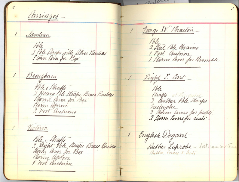 handwriting on pages of an inventory book