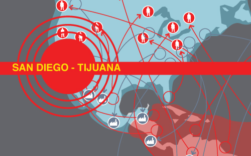 detail of mail illustrating contested borders along the earth's equator