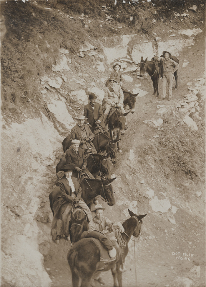 a groupd of men on horses traversing a hill