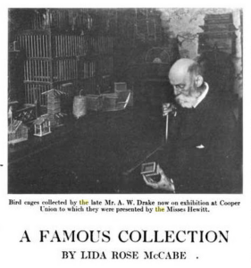lead image and headline from an old magazine article about a man and his famous collection of birdcages