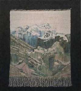 Our Mountains, Tapestry, resist dye & stencil graphic, 1971. 65