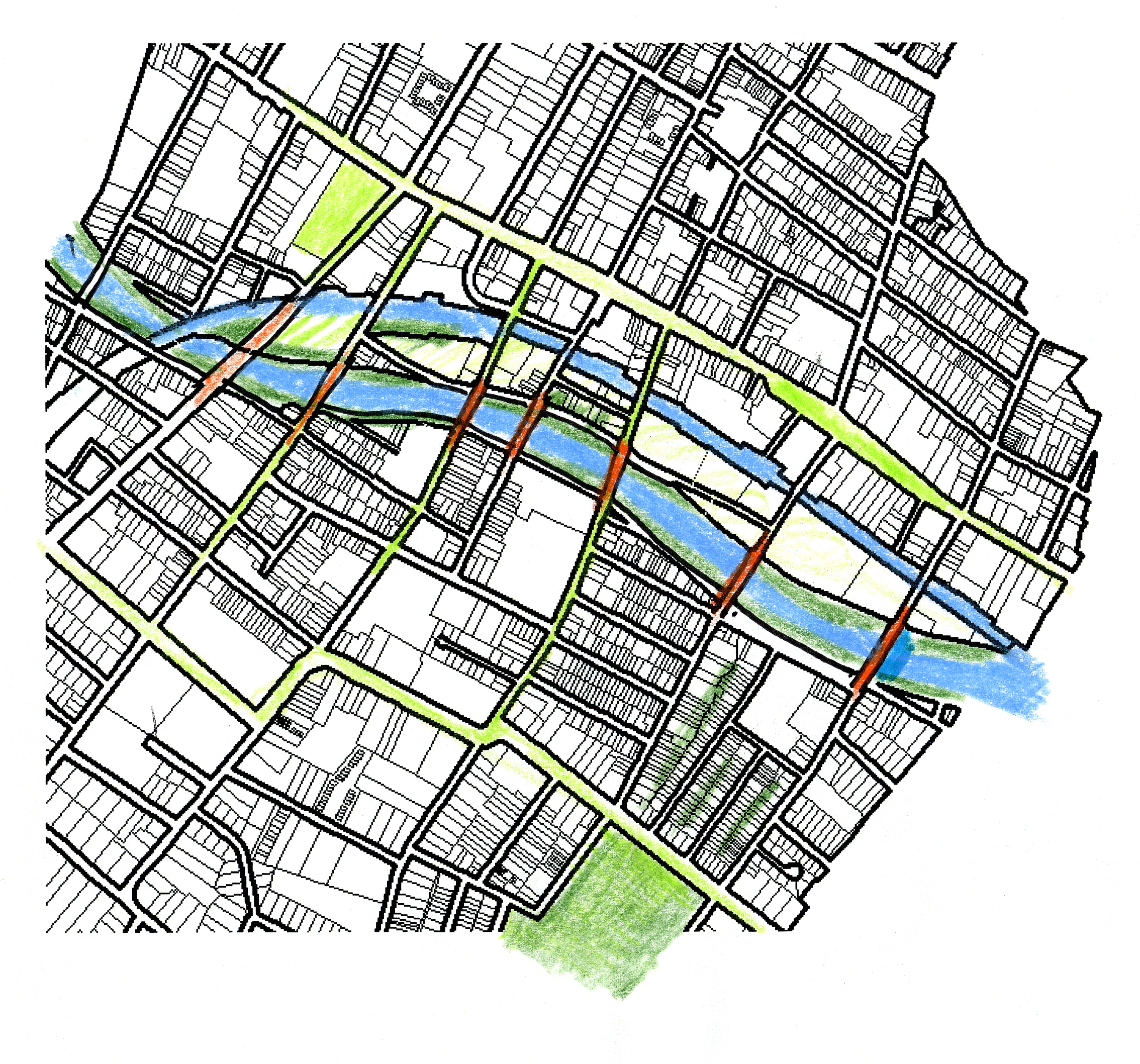 Heart of Orange Map made by Michel Cantal-Dupart to illustrate “City Island.”