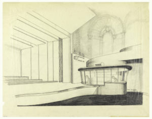 drawing of the interior of a theater