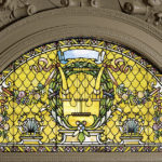 Photograph of the reception room's stained-glass window.