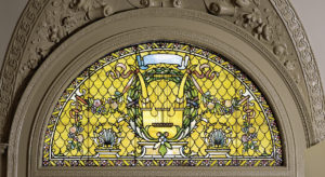 Photograph of the reception room's stained-glass window.