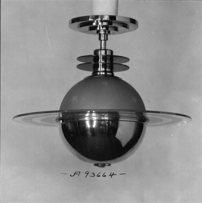 Photograph of ceiling fixture, Rockefeller Center, 1932.