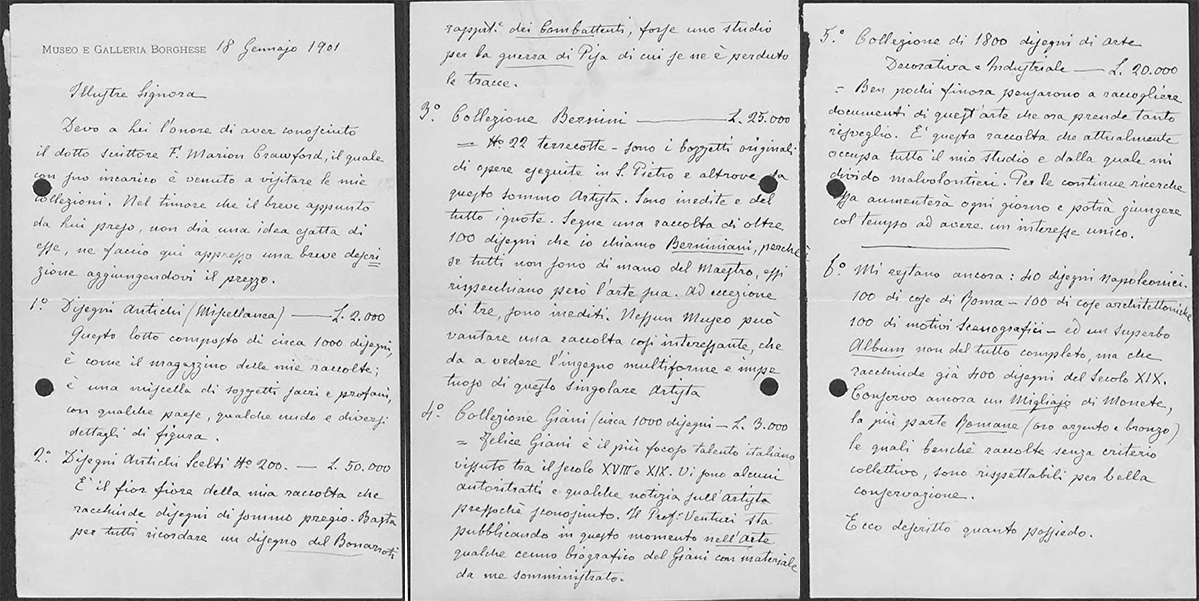 Composite image of three handwritten letters, emblazoned with the