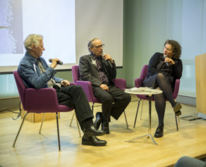 Image of Thomas Gentille, Bruce Metcalf, Iris Eichenberg speak during Cooper Hewitt Symposium of ideas 2017