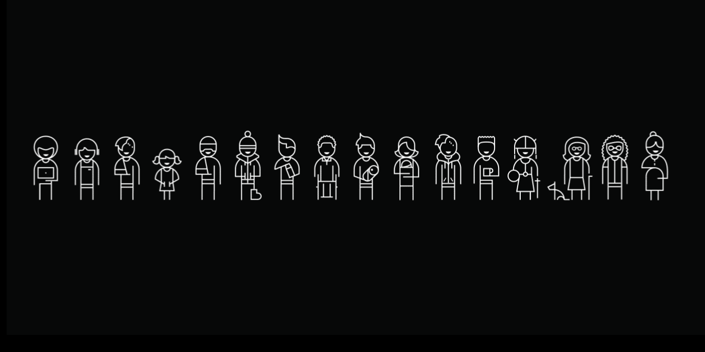 Image shows a row of line-drawn people in white on a black background. The drawings show people of different genders and ages. Below is more information on the Microsoft Bootcamp Challenge.