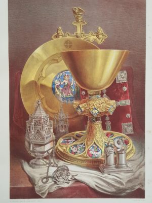 Enameled chalice and paten from the Treasury of Mayence Cathedral. Plate 49
