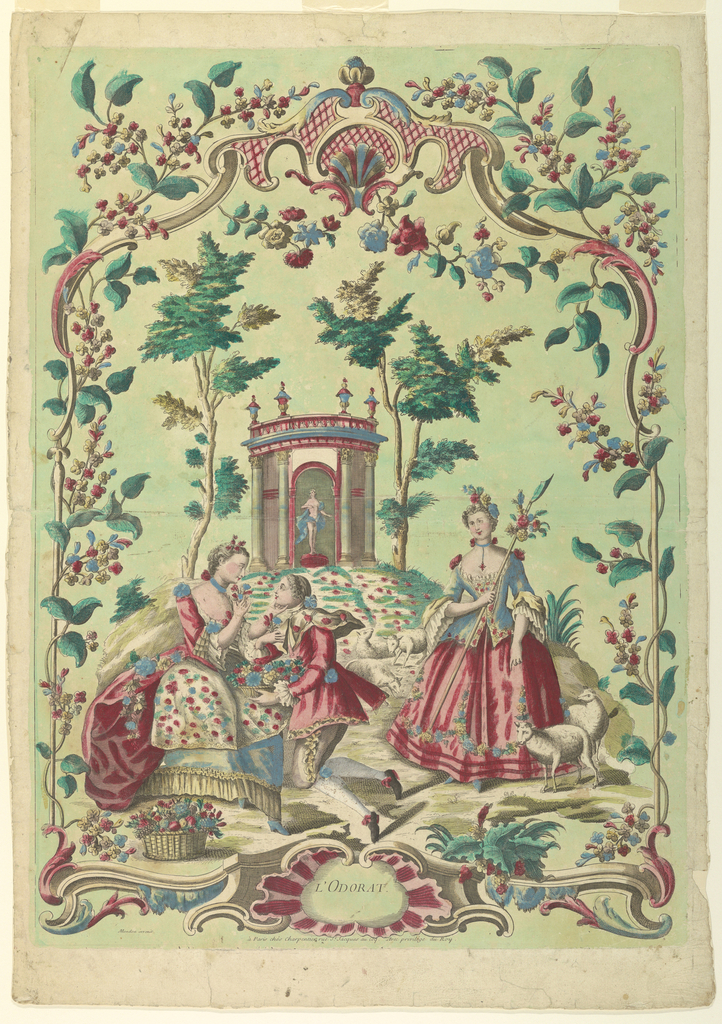 Image features three figures in 18th century dress situated in a pastoral setting. Please scroll down to read the blog post about this object.