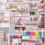 A Fanette Meillier 2008 poster titled Specimen. The front, fully saturated with color and technical elements related to printing (scale 1), is offset printed with a very thin raster. Thr space saturation, like an obsessive canvas, presents graphical tools that are a common vocabulary for books makers.