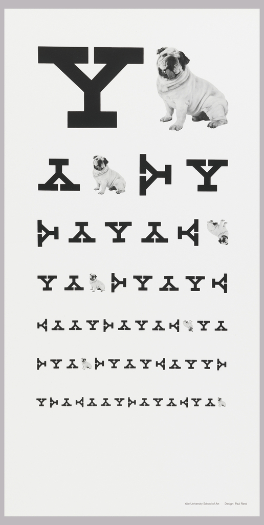 Image features the letter-form Y and the Yale bulldog mascot in rows of descending sizes with varying rotations. Please scroll down to read the blog post about this object.