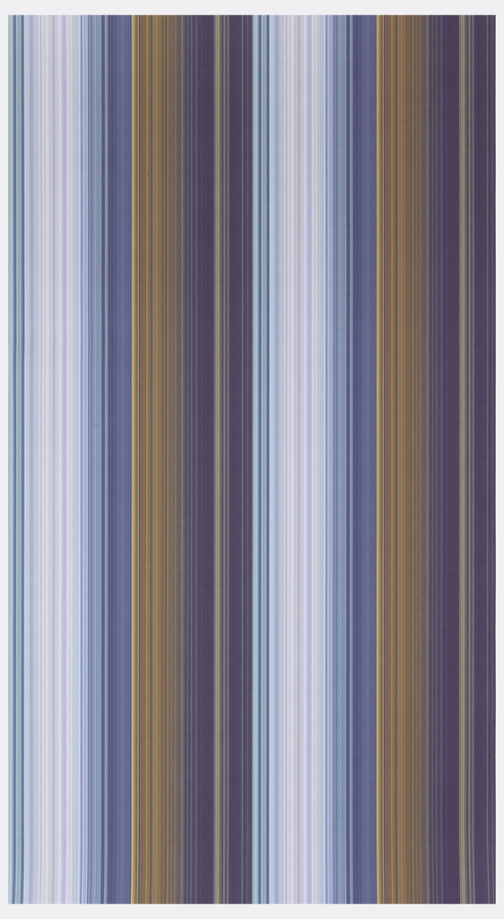 Image shows a striped wallpaper design printed in blue, white, terra cotta, and purple, all of which are present at the UNESCO Hawaii Volcanoes National Park. Please scroll down for additonal information on this wallpaper.