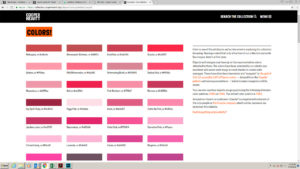 Grid of red and pink color swatches