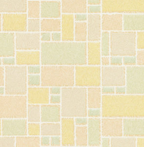 Image features a pastel-colored wallpaper with a tile or block pattern. Please scroll down to read the blog post about this wallpaper.