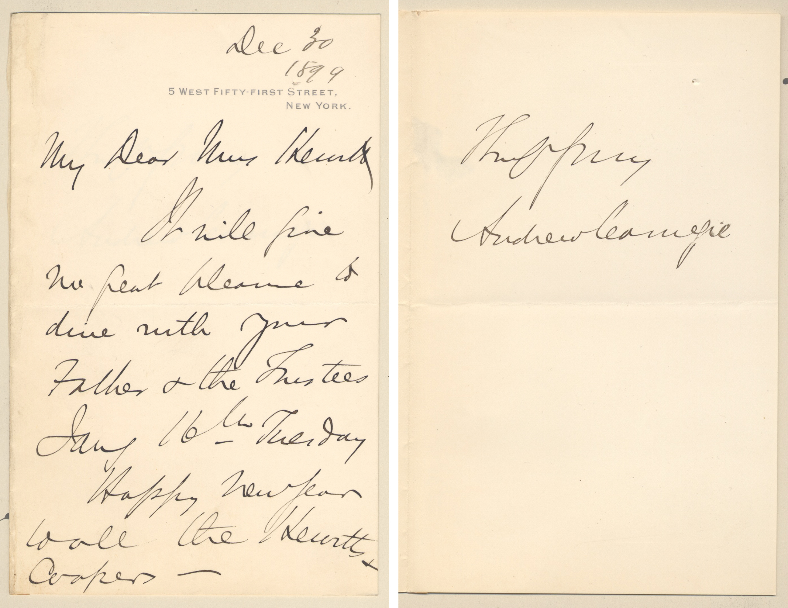Composite image of two pages of a letter side by side. The page on the left contains nine lines of handwritten text, the date of 