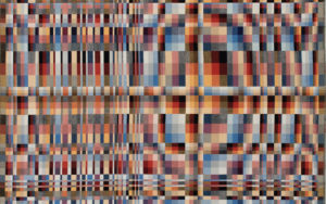 Image of a close up shot of Richard Landis's weaving.