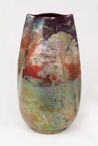 Grand Seascape with Trees Vase; ca. 1900; Designed by Clément Massier (French, 1845–1917)