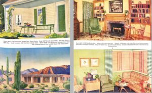 L: Paint color schemes for home exteriors. P.17. R: Color schemes and design for living room interiors. P.6