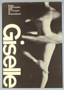 Image features poster with the word Giselle printed in large text alongside a blurred photographic image of a ballerina in mid-spin. Please scroll down to read the blog post about this object.