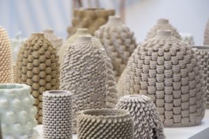 Diseno Workshop with Ronald Rael, 3D Explorations. Image of ceramic vessels with textured details of varied unique forms. Scroll down for more program information.