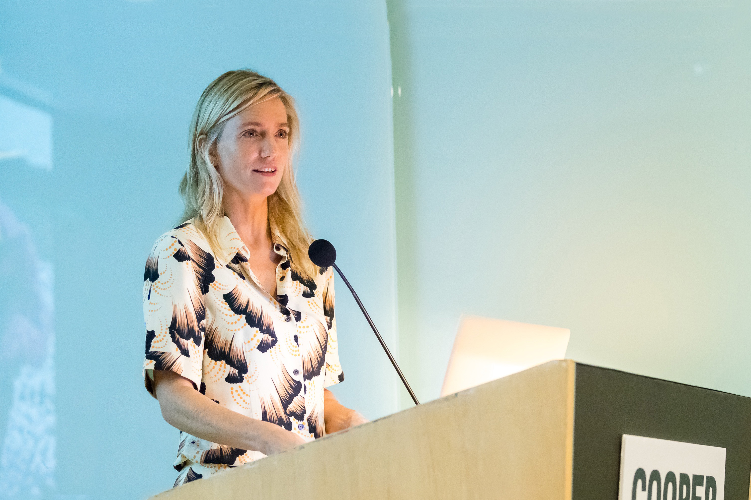 Image of Carole Baijings at lecture podium at Cooper Hewitt