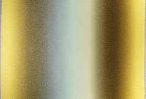 An ombre textile in bands of blue and gold. Click here for information about the exhibition Rebeca Méndez Selects