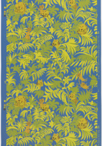 Image shows a children's wallpaper with exotic foliage and animals rendered in a naive manner. Please scroll down for additional information on this wallpaper.