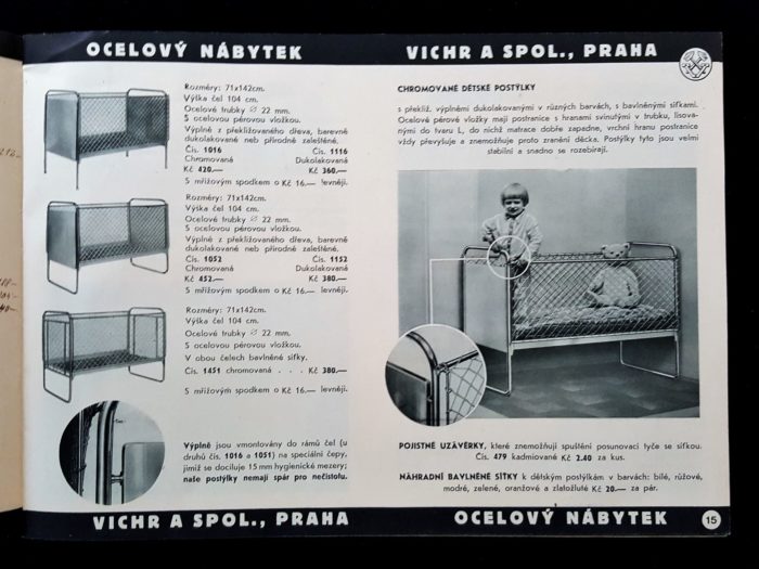 Vichr Co. tubular steel baby cribs