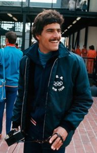 Photograph of Swimmer Mark Spitz at the Munich Olympic Games in 1972.