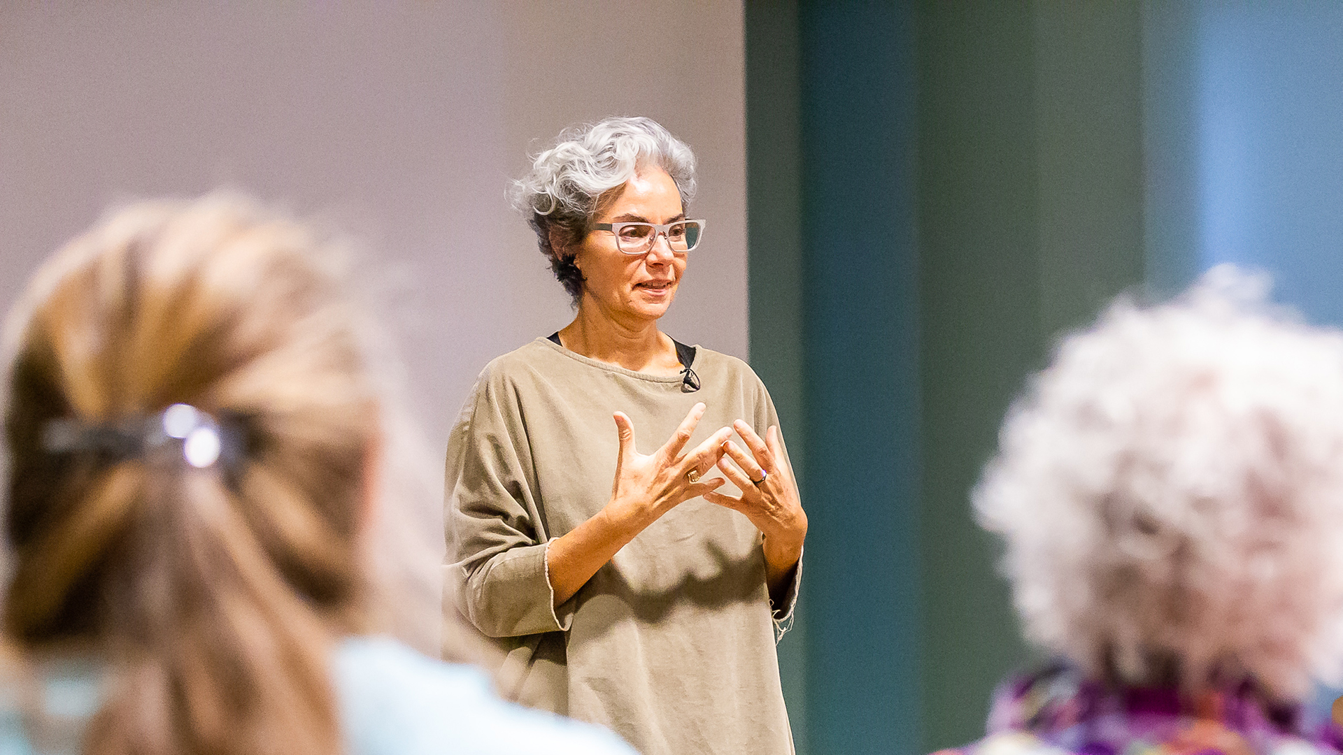 Image of Designer Rebeca Mendez teaches a master class during the 2018 National Design Awards Winners Salon