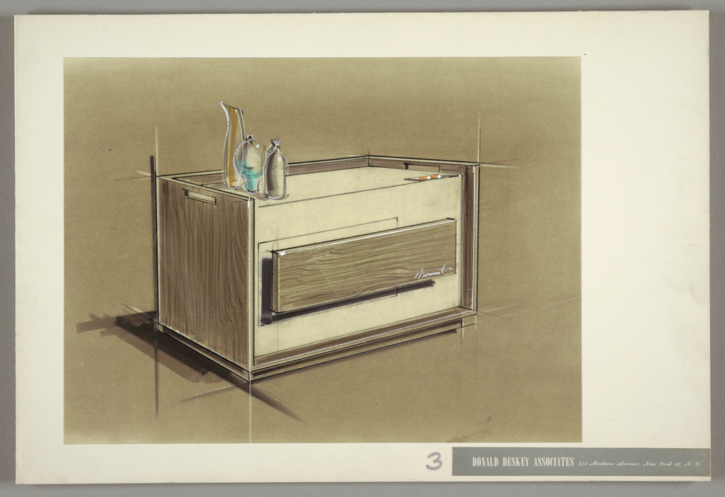 Image features design for rectilinear air purifier in metal and wood laminate with hand-holds and modern glass vases displayed on top. Please scroll down to read the blog post about this object.