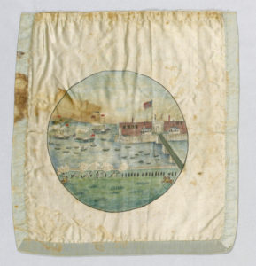 Bag of silk, printed on both sides, commemorating the landing of General Lafayette at Castle Gardens N.Y. in 1824.