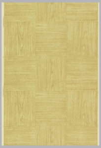 Image shows a wallpaper with a parquet floor pattern, composed of woodgrained squares or tiles. Please scroll down for additional information on this object.