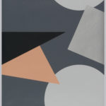 A dynamic graphic pattern of circles, squares and irregularly shaped triangles in grey, lemon yellow, and sand colors.