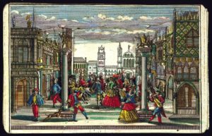 Image features all scenes of the peep-show Carnival of Venice.