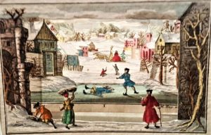 Image features all six plates view of peep-show Winter Scene by Martin Engelbrecht. Please scroll down to read the blog post about this object.