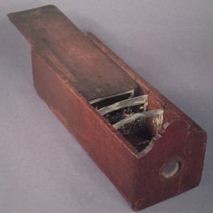 Image features an 18th century wooden peep-show viewing box.
