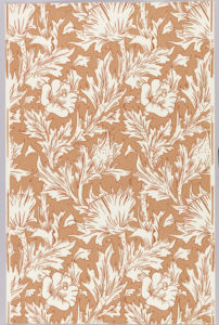 Image features the Horn Poppy wallpaper pattern designed by May Morris. Please scroll down to read the blog post about this object.