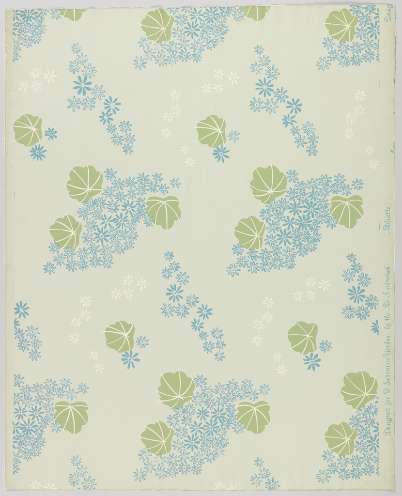 Image features a stylized floral design printed in muted colors of blue and green. Please scroll down to read the blog post about this object.