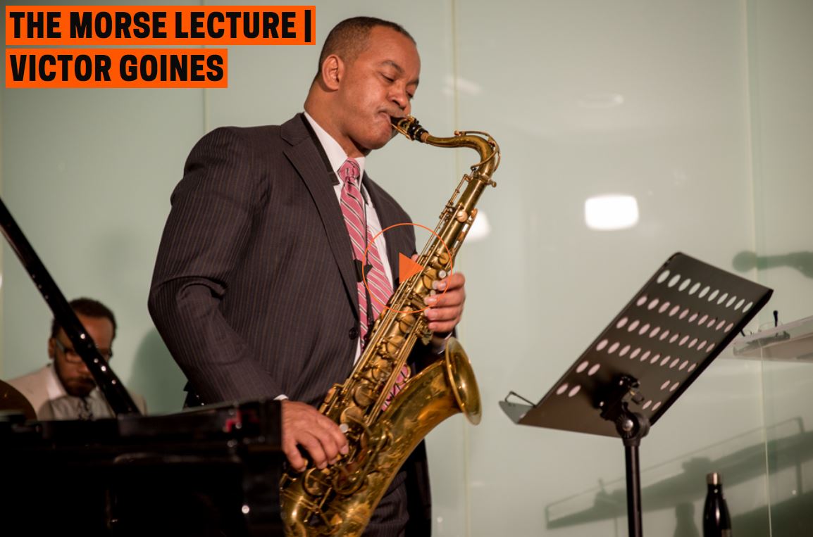 A man plays a tenor saxophone