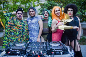 Photo of Bushwig performing at Cocktails at Cooper Hewitt in 2018.